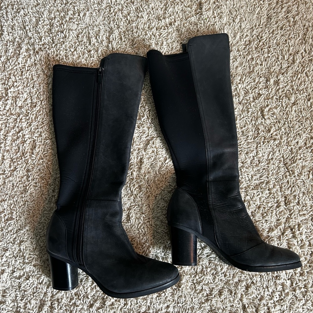 SoftWalk Black Heeled Boots with Comfort and Style